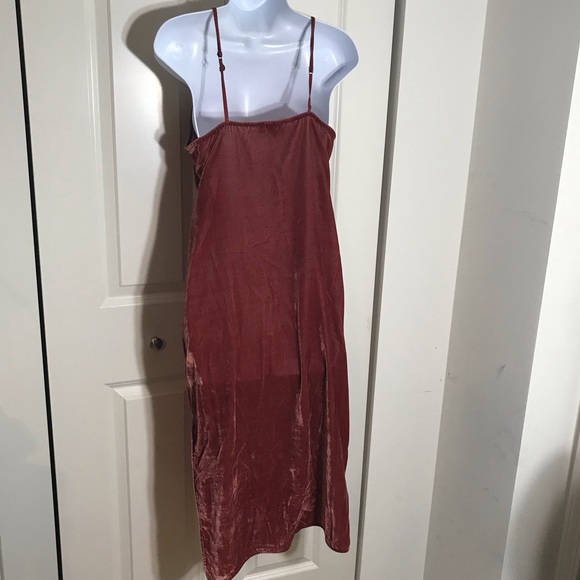 7FAM Pink Midi Velvet Short Casual Dress - Picture 4 of 5